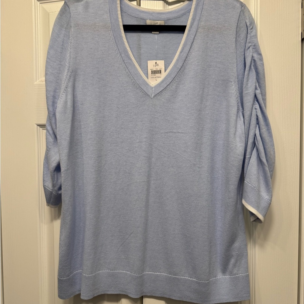 NWT J. Jill Soft Blue V-Neck Sweater